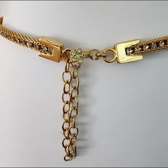 Vintage Gold Mesh Belt with Rhinestones - Picture 4 of 15